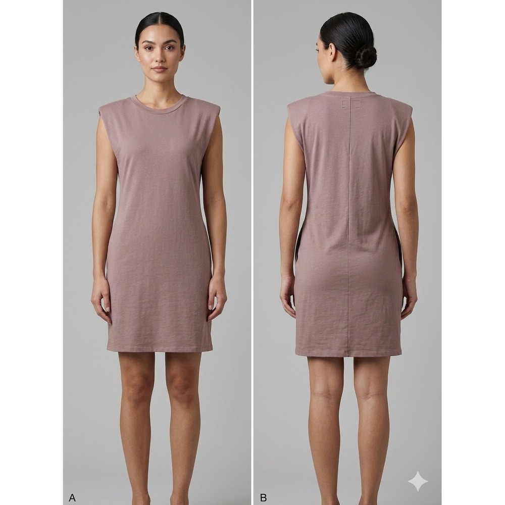 CODE x‎ MODE Mauve Padded Shoulder Sleeveless T-Shirt Dress CED204652-TD Small